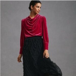 Anthropologie BTFL-life Magenta Velvet Pullover